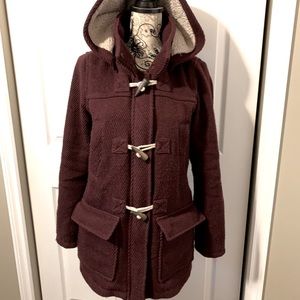 Burgundy wool utility coat
